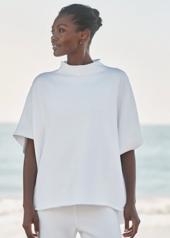 Frank & Eileen | Audrey Funnel Neck Capelet | Triple Terry White