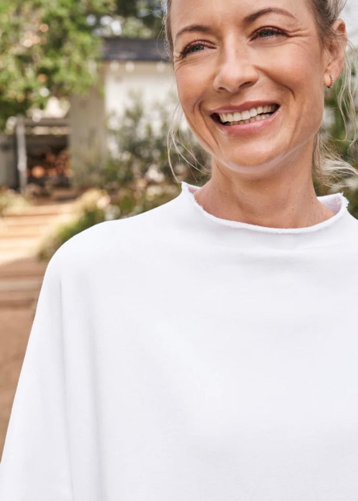 Frank & Eileen | Audrey Funnel Neck Capelet in White