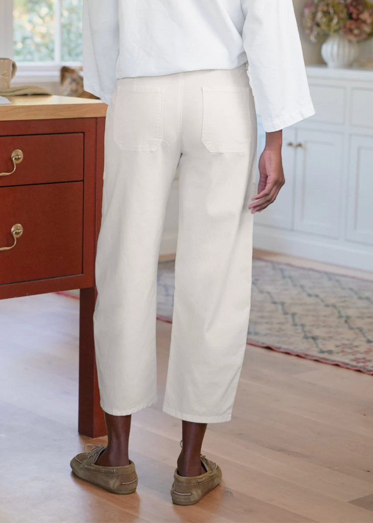 Frank & Eileen | Bray Everyday Barrel Pant | Italian Peached Twill Chalk