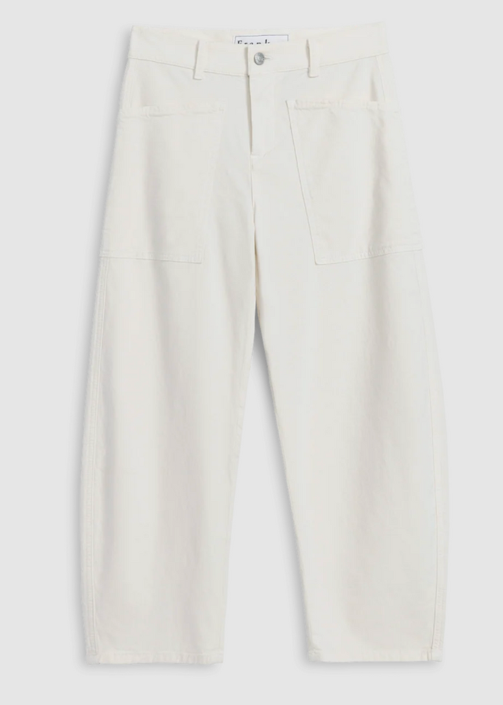Frank & Eileen | Bray Everyday Barrel Pant | Italian Peached Twill Chalk