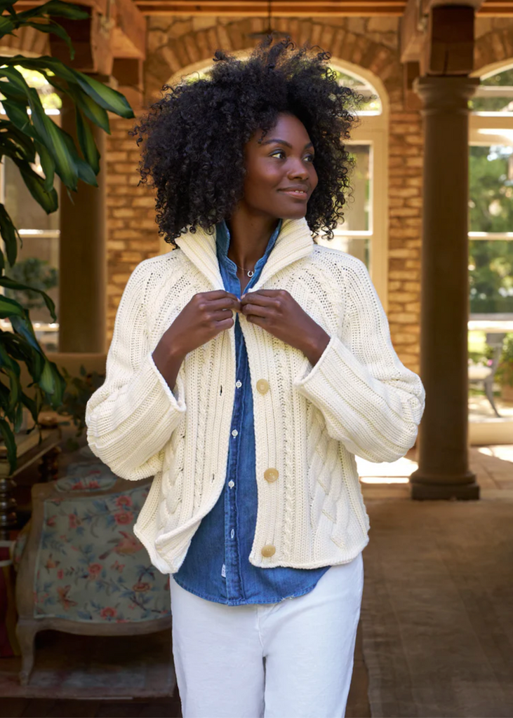 Frank & Eileen | Cardigan | Pure Italian Cotton | Ivory