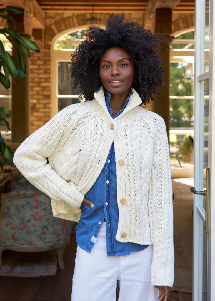 Frank & Eileen | Cardigan | Pure Italian Cotton | Ivory