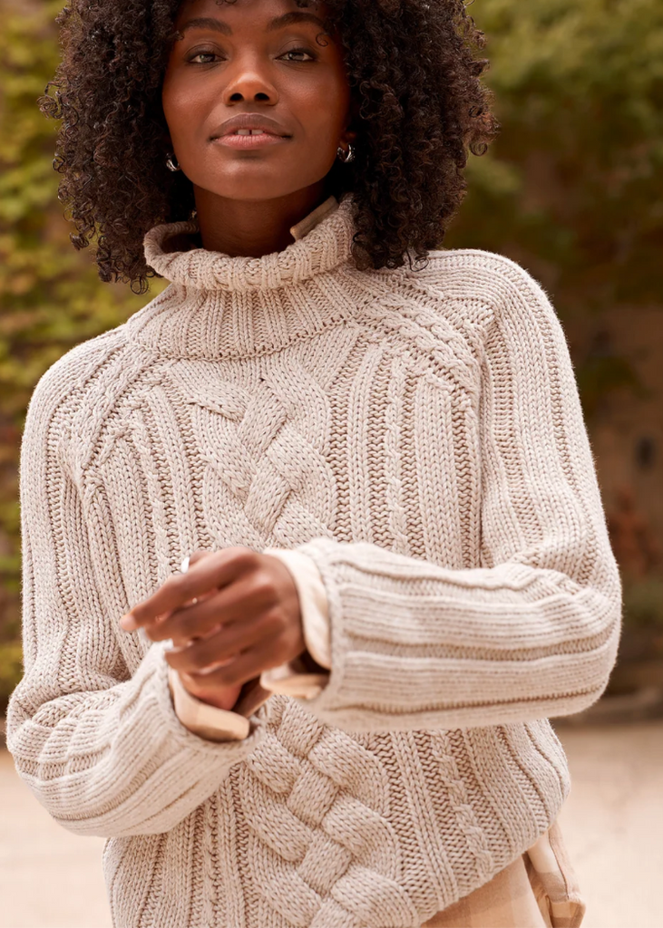 Frank & Eileen | Cotswold Cable Knit Turtleneck | Pure Italian Cotton