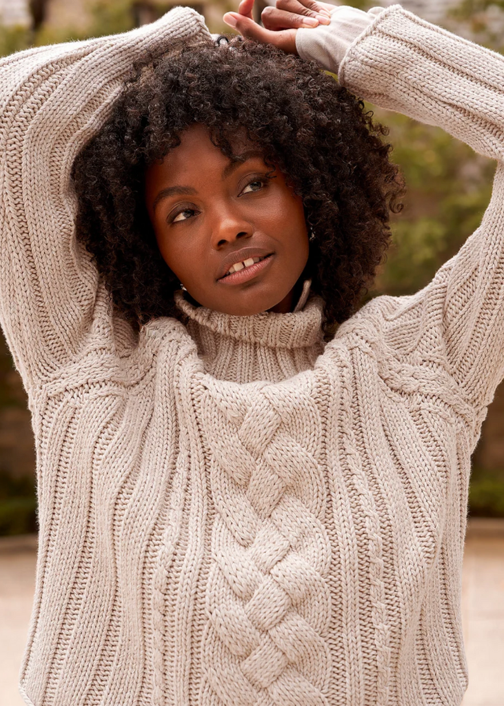 Frank & Eileen | Cotswold Cable Knit Turtleneck | Pure Italian Cotton