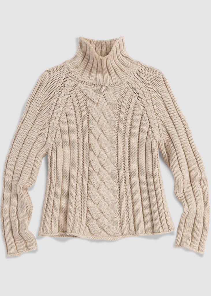 Frank & Eileen | Cotswold Cable Knit Turtleneck | Pure Italian Cotton