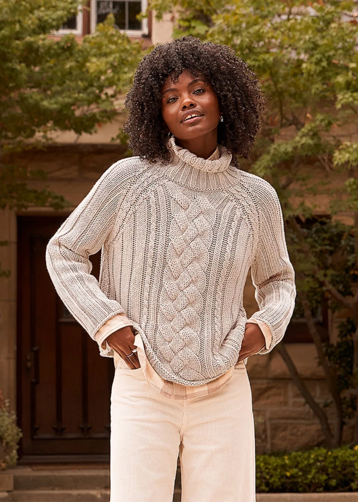 Frank & Eileen | Cotswold Cable Knit Turtleneck | Pure Italian Cotton
