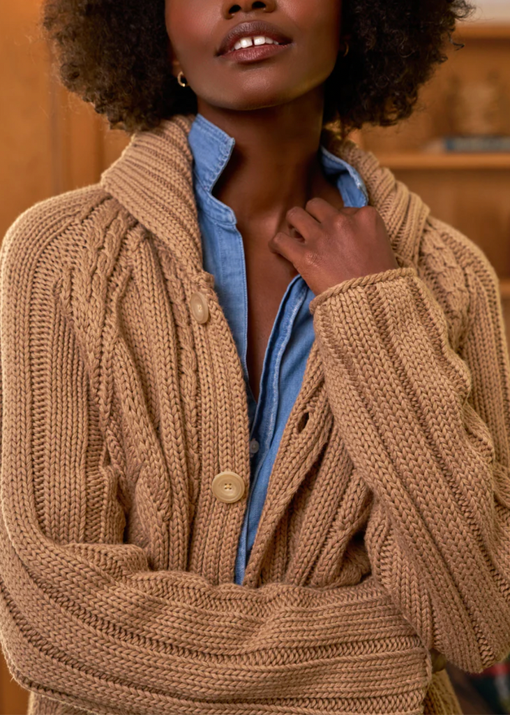 Frank & Eileen | Cropped Cable Knit Cardigan | Pure Italian Cotton