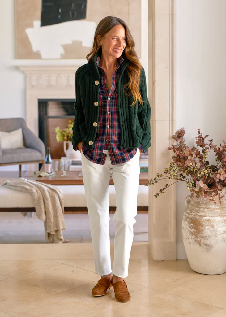 Frank & Eileen | Cropped Cable Knit Cardigan | Pure Italian Cotton