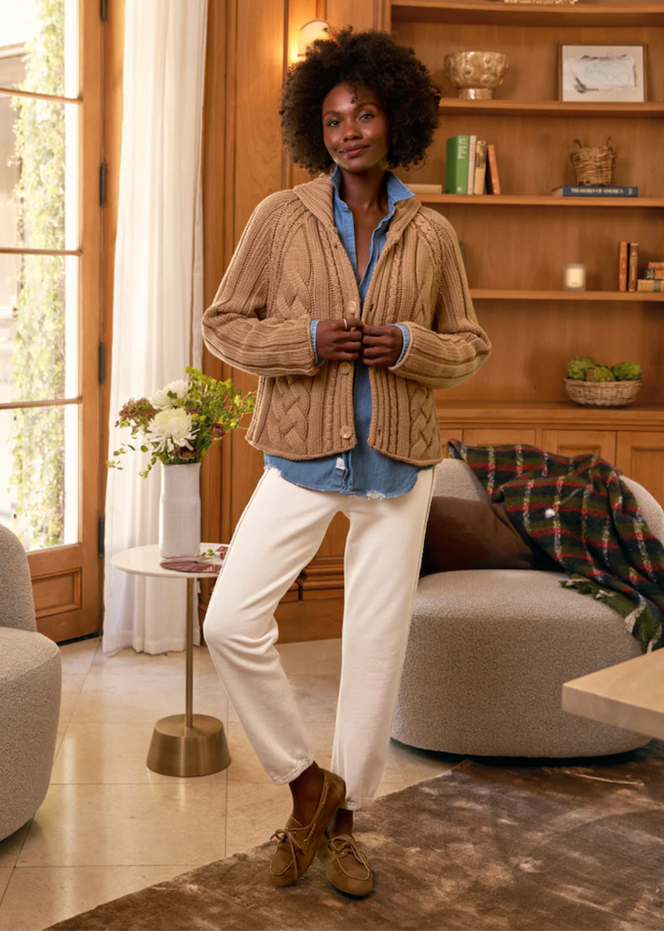 Frank & Eileen | Cropped Cable Knit Cardigan | Pure Italian Cotton