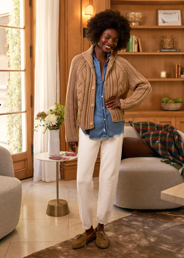 Frank & Eileen | Cropped Cable Knit Cardigan | Pure Italian Cotton