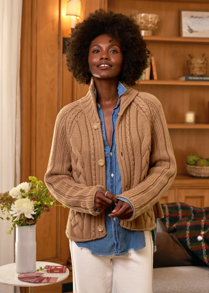 Frank & Eileen | Cropped Cable Knit Cardigan | Pure Italian Cotton