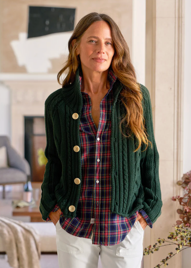 Frank & Eileen | Cropped Cable Knit Cardigan | Pure Italian Cotton