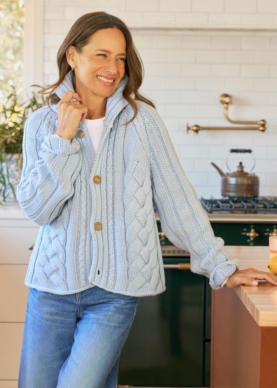 Frank & Eileen | Cropped Cable Knit Cardigan | Pure Italian Cotton