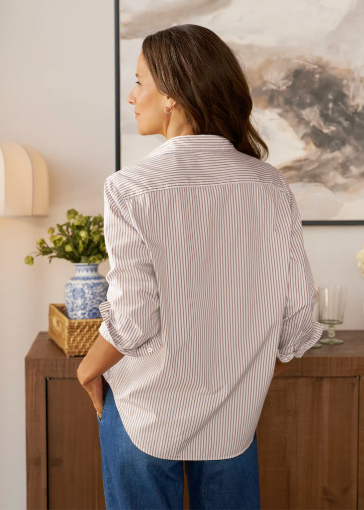 Frank & Eileen | Eileen Relaxed Button-Up Shirt | Superluxe | Camel Stripe