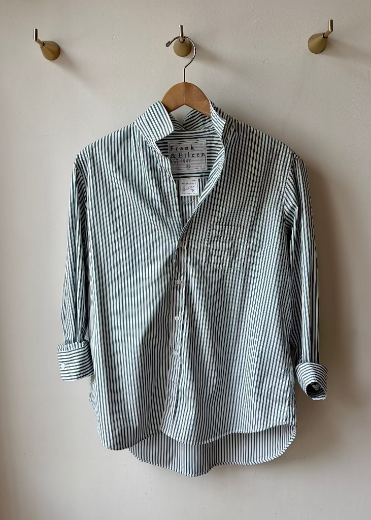 Frank & Eileen | Eileen Relaxed Button-Up | Italian Superluxe | Green Stripe