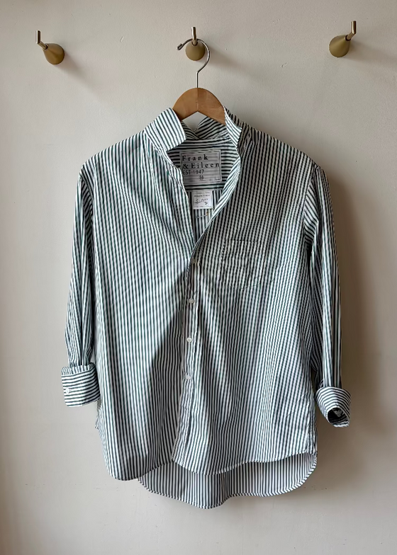 Frank & Eileen | Eileen Relaxed Button-Up | Italian Superluxe | Green Stripe