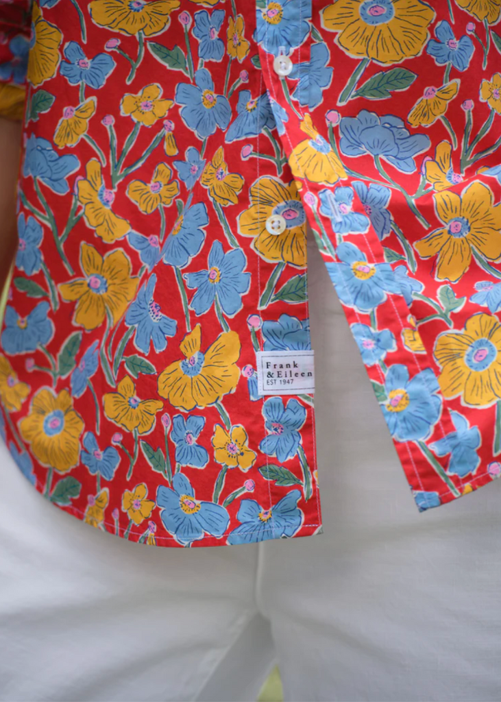 Frank & Eileen | Eileen Relaxed Button-Up | Tana Lawn Red Flowers