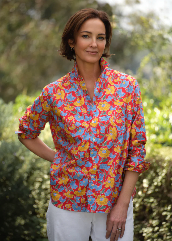 Frank & Eileen | Eileen Relaxed Button-Up | Tana Lawn Red Flowers