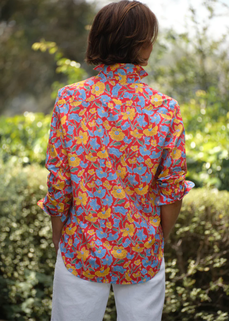 Frank & Eileen | Eileen Relaxed Button-Up | Tana Lawn Red Flowers