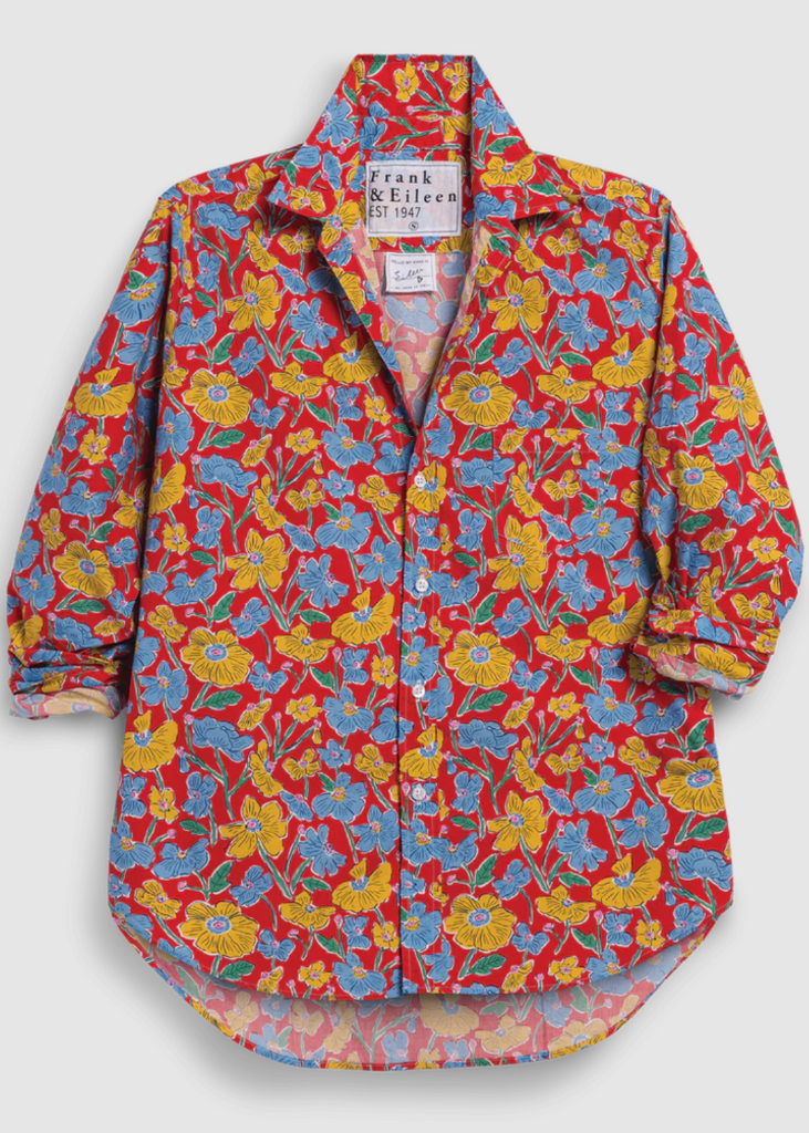 Frank & Eileen | Eileen Relaxed Button-Up | Tana Lawn Red Flowers