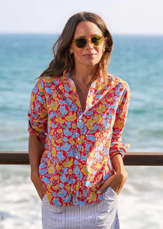Frank & Eileen | Eileen Relaxed Button-Up | Tana Lawn Red Flowers