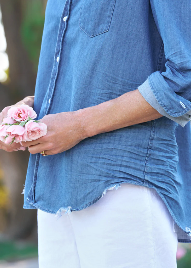 Frank & Eileen | Eileen Ruffle Button Up | Famous Denim