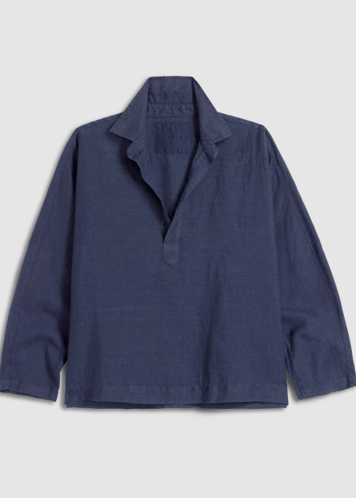 Frank & Eileen | Gabi Popover Shirt | Washed Linen Navy