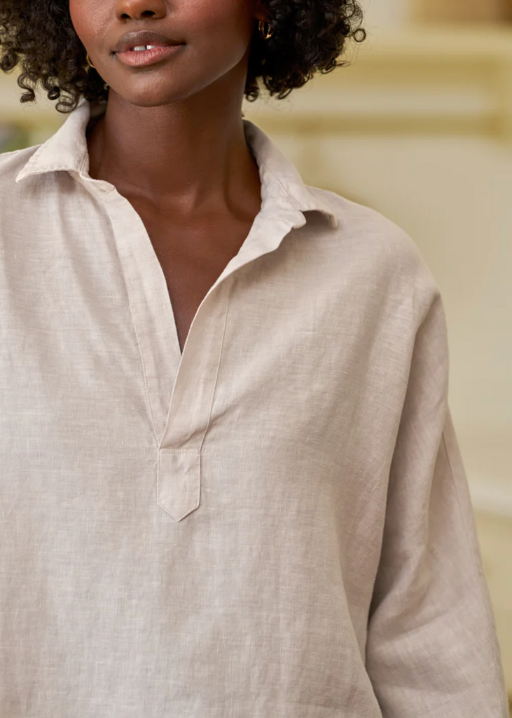 Frank & Eileen | Gabi Popover Shirt | Woven Linen Sand