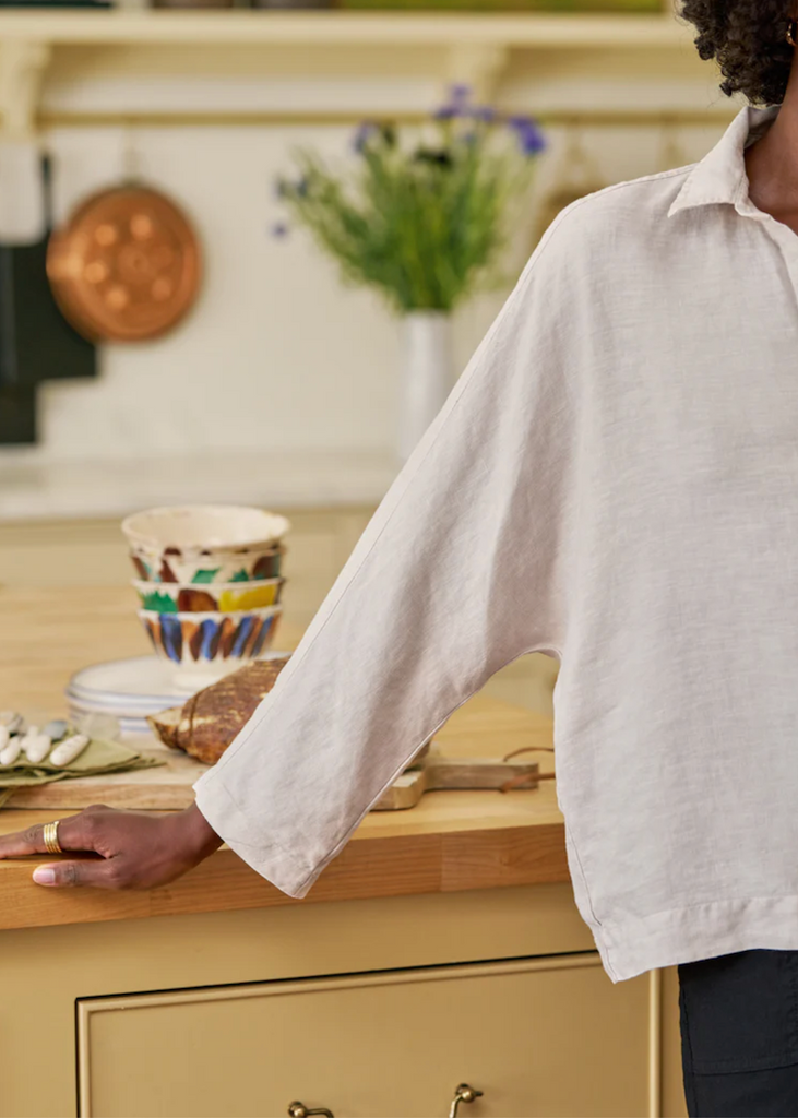 Frank & Eileen | Gabi Popover Shirt | Woven Linen Sand