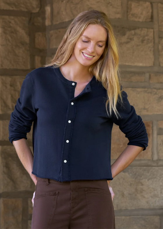 Frank & Eileen | Jackie Sweatshirt Cardigan | Triple Terry | Navy