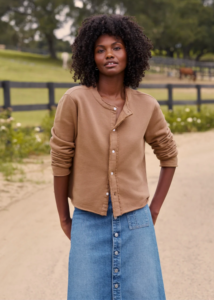 Frank & Eileen | Jackie Sweatshirt Cardigan | Triple Terry in Chai