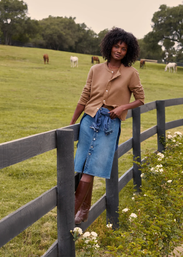 Frank & Eileen | Jackie Sweatshirt Cardigan | Triple Terry in Chai