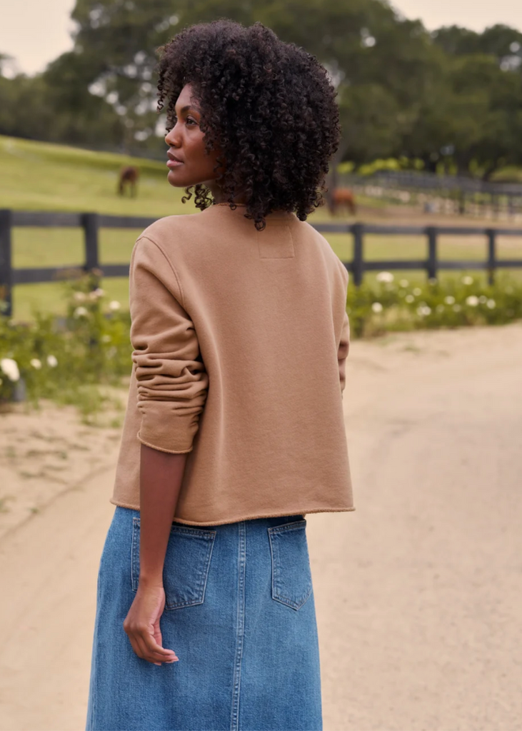 Frank & Eileen | Jackie Sweatshirt Cardigan | Triple Terry in Chai