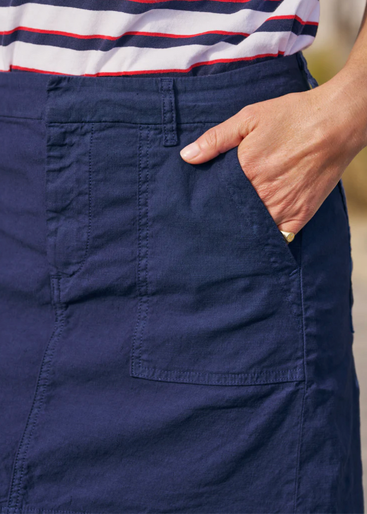 Frank & Eileen | Jameson Skirt | Italian Performance Linen Summer Navy
