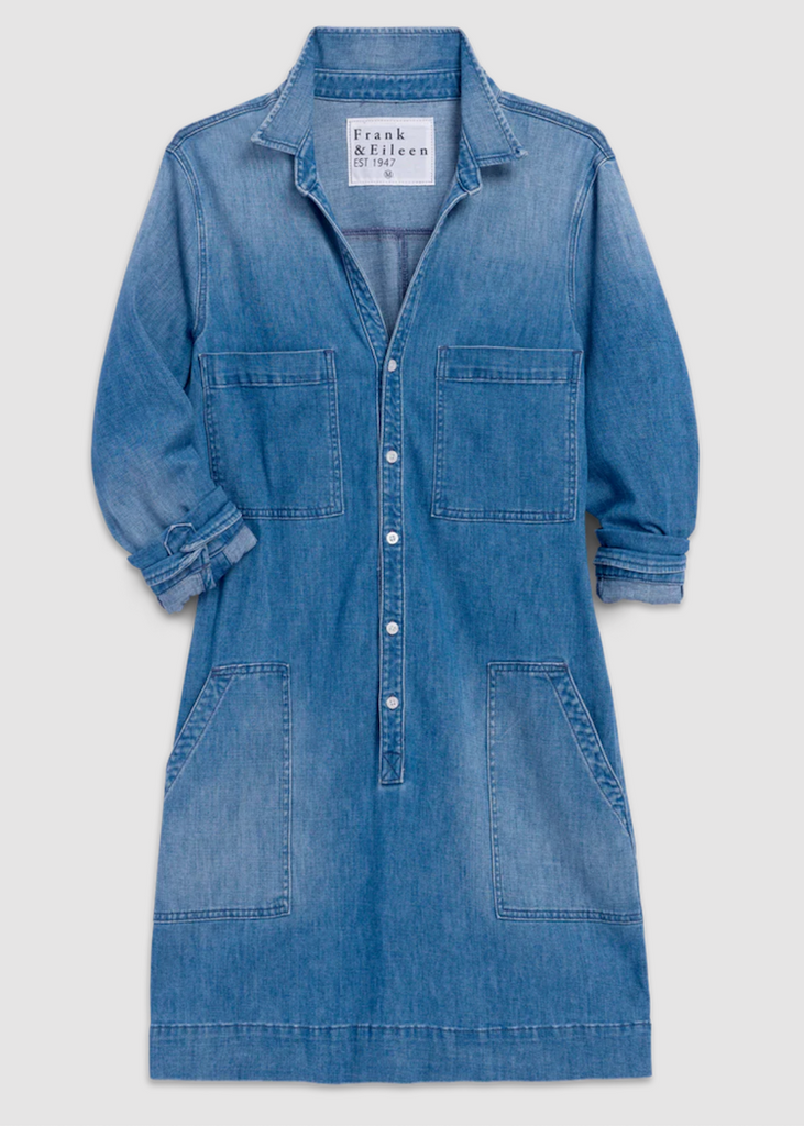 Frank & Eileen | Long Sleeve Playsuit Dress | Italian Dream Light Denim