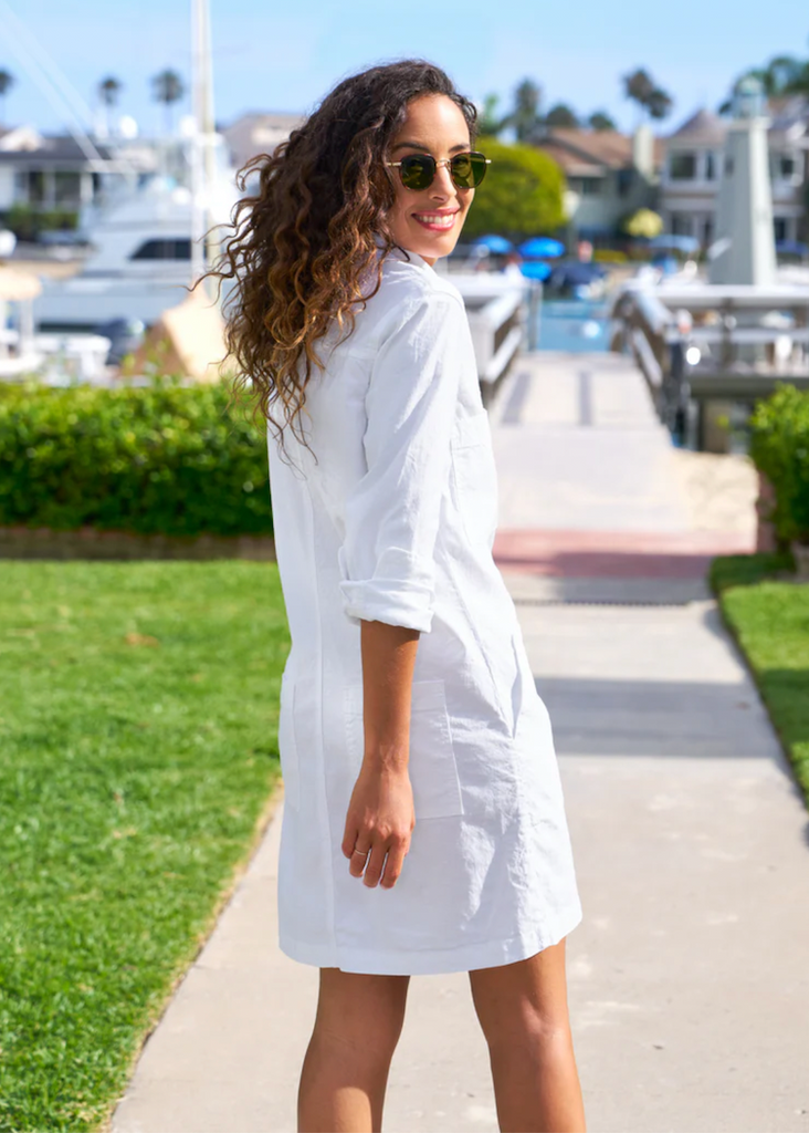 Frank & Eileen | Long Sleeve Playsuit Dress | Italian Performance Linen