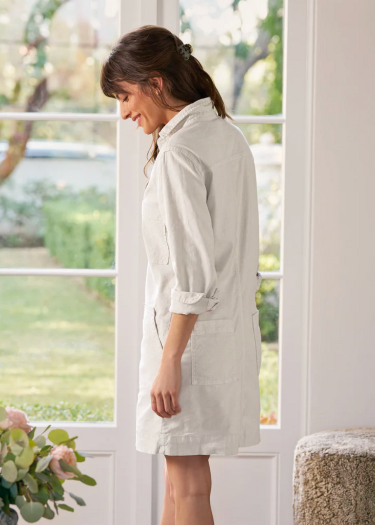 Frank & Eileen | Long Sleeve Playsuit Dress | Italian Performance Linen Cement