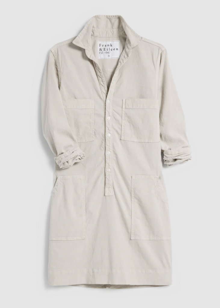 Frank & Eileen | Long Sleeve Playsuit Dress | Italian Performance Linen Cement