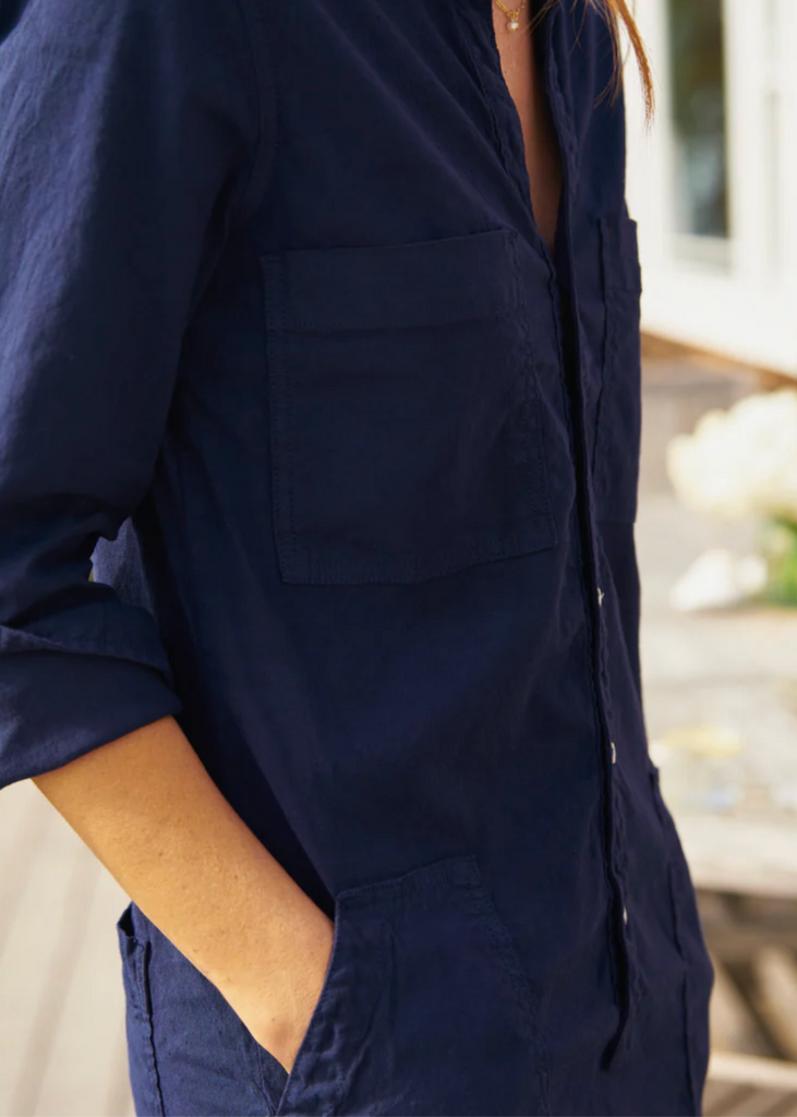 Frank & Eileen | Long Sleeve Playsuit Dress in Navy