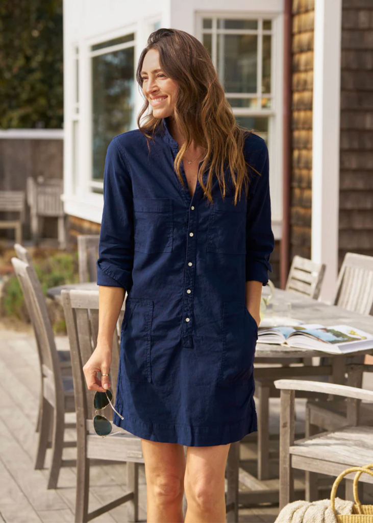 Frank & Eileen | Long Sleeve Playsuit Dress in Navy
