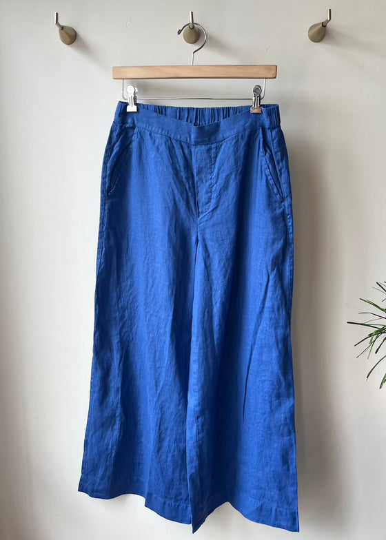 Frank & Eileen | Maisie Wide-Leg Pull On Pant | Washed Linen | Cabo Blue