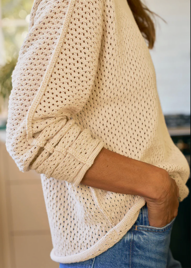 Frank & Eileen | Monterey Pointelle Sweater | Pure Italian Cotton | Sand