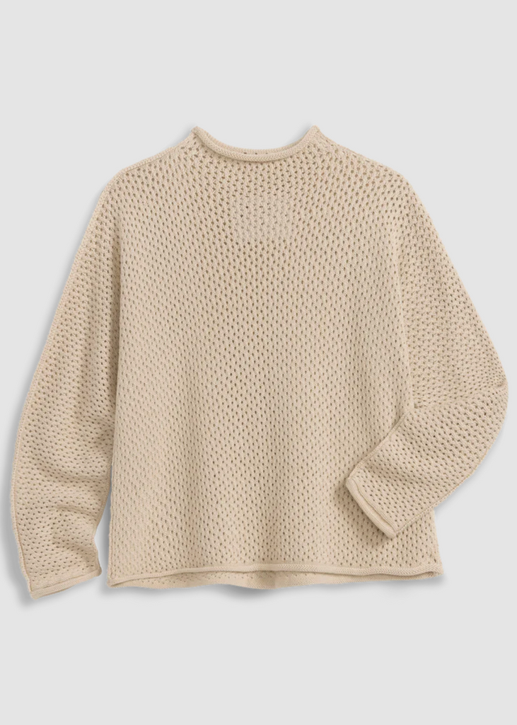 Frank & Eileen | Monterey Pointelle Sweater | Pure Italian Cotton | Sand