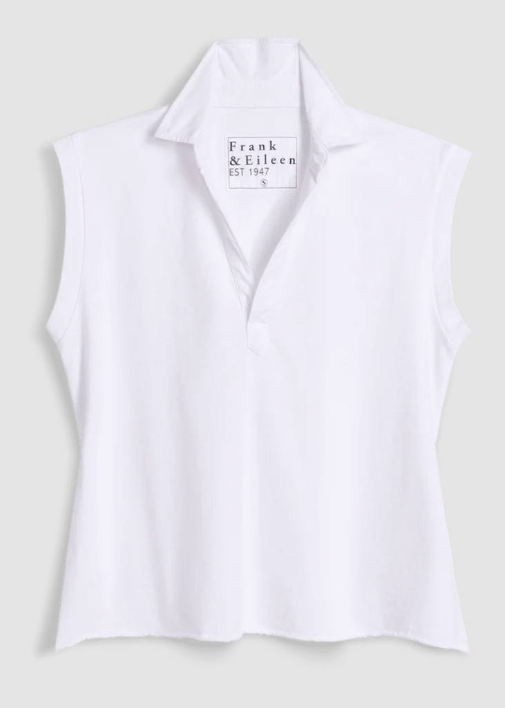 Frank & Eileen | Olivia Popover Collar Tank | Heritage Jersey | White