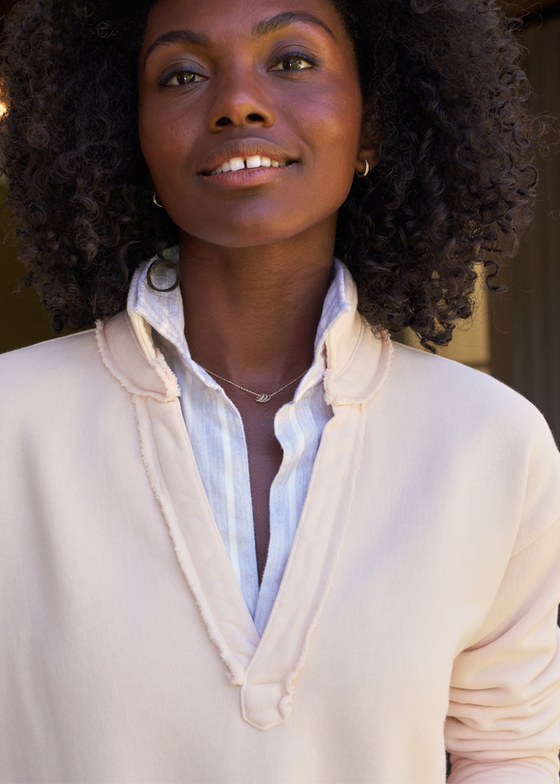 Frank & Eileen | Patrick Popover Henley Sweatshirt | Triple Fleece - Petal