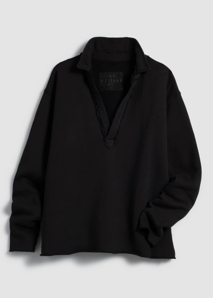 Frank & Eileen | Patrick Popover Henley | Triple Fleece - Black