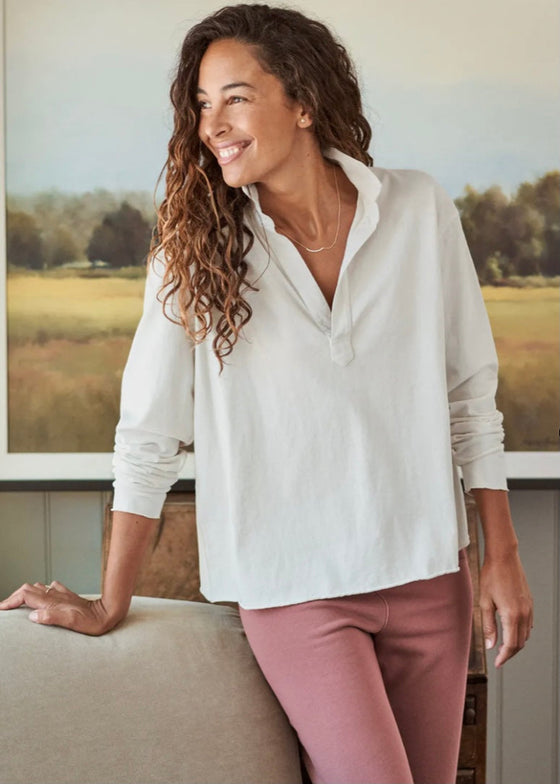 Frank & Eileen | Patrick Popover Henley in Heritage Jersey in Vintage White