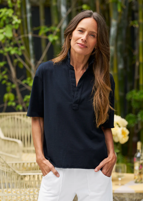 Frank & Eileen | Patty Popover SS Henley | Heritage Jersey Navy