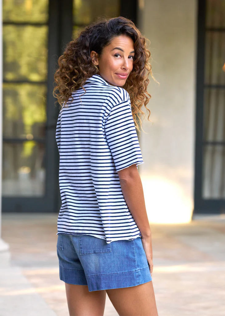 Frank & Eileen | Patty Popover SS Henley | Heritage Jersey | Stripe