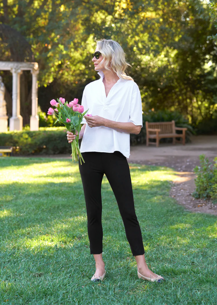 Frank & Eileen | Patty Popover SS Henley | Heritage Jersey | White